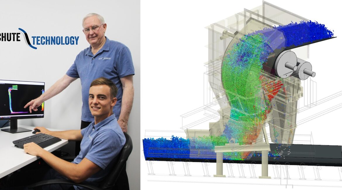 A decade after the company’s formation, Chute Technology Principal Engineer Dennis Pomfret (standing) and Senior Mechanical Engineer Gian Naldi (seated) believe Chute Technology’s expanded material flow and engineering problem solving expertise is ideally suited to helping mining and resources companies become more efficient and productive, with a clear financial return